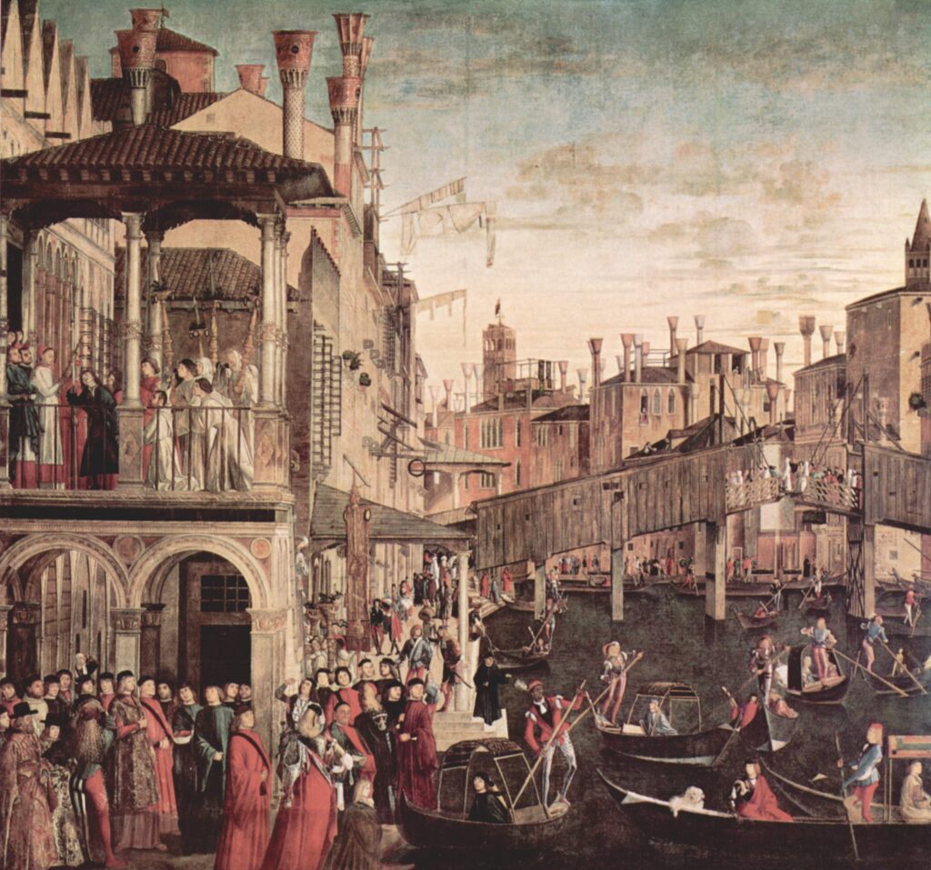 Vittore Carpaccio, Il Miracolo della Reliqua della Croce, Ponte di Rialto. Gallerie dell'Accademia.