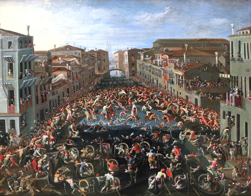 Joseph Heintz il Giovane, Competizione al ponte dei pugni a Venezia, 1673, Germanisches Nationalmuseum, Norimberga.