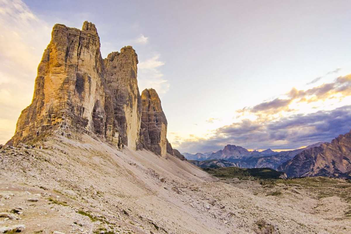 Tre Cime di Lavaredo senza folla al tramonto